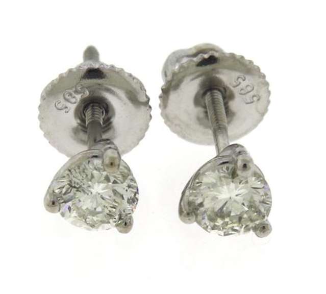 Elegant 14kt WG Round Brilliant Cut Diamond Stud Earrings