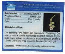 Whimsical 14kt YG Natural Kunzite and Diamond Floral Brooch