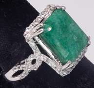 Awesome Huge 7.23CT Emerald & 0.71CTW White Sapphires in Sterling
