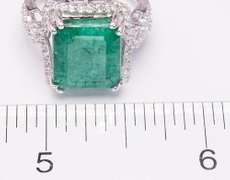 Awesome Huge 7.23CT Emerald & 0.71CTW White Sapphires in Sterling