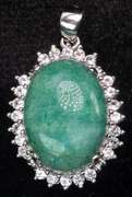 Glittering Emerald & White Sapphire Pendant, Sterling
