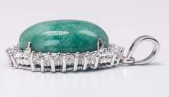 Glittering Emerald & White Sapphire Pendant, Sterling