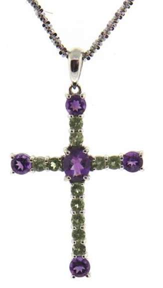 Fantastic White Gold Mystic Topaz Cross Necklace