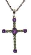 Fantastic White Gold Mystic Topaz Cross Necklace