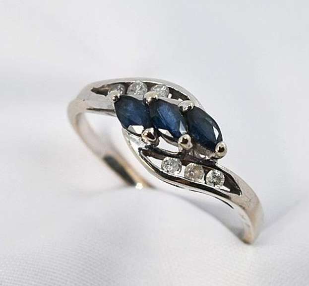 Graceful Sapphire and Diamond Ring in 14K WG