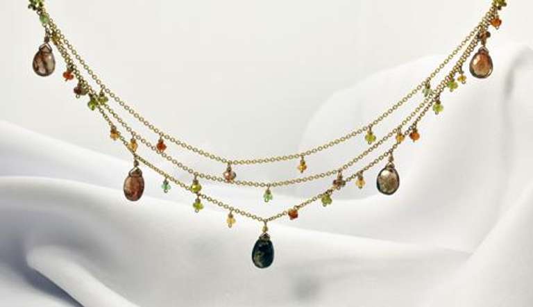 Enticing Multi-Colored  Stone Gold Filled Necklace
