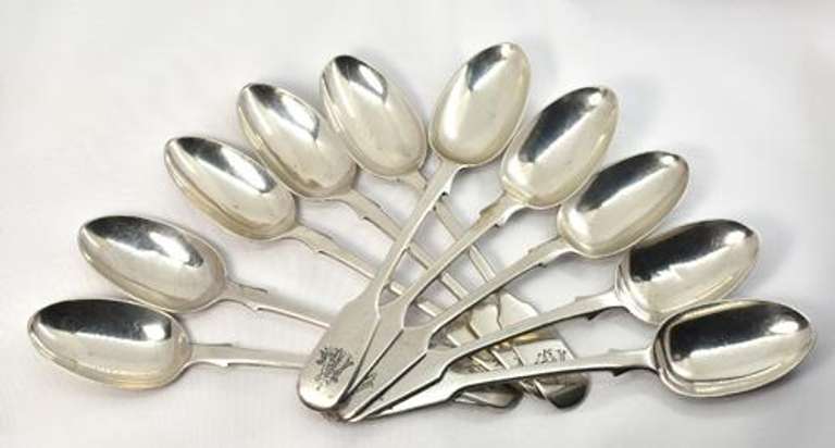 Antique Sterling Silver Victorian 10 Spoon Set