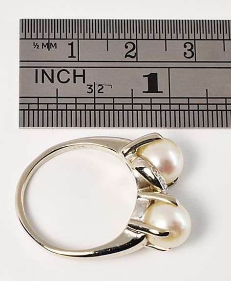 Lovely Twin Pearl and Diamond Rin in 14K WG