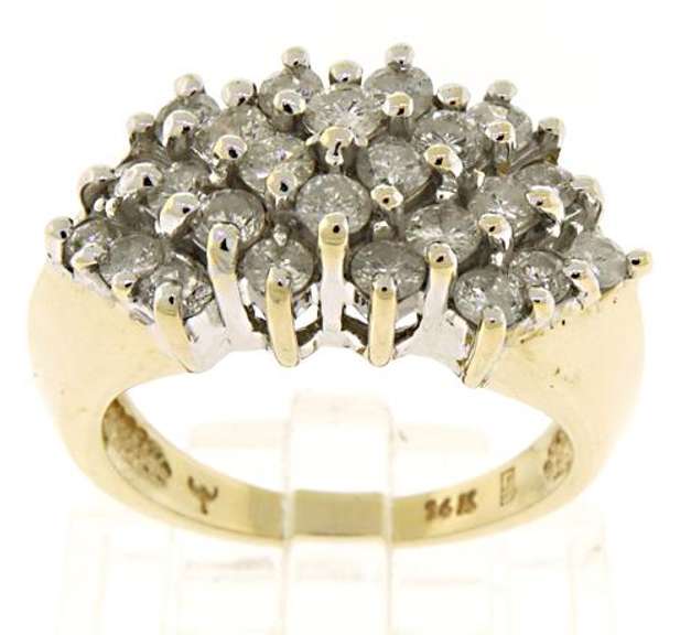 Glittering 14kt YG Cluster Diamond Ring