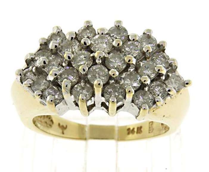 Glittering 14kt YG Cluster Diamond Ring