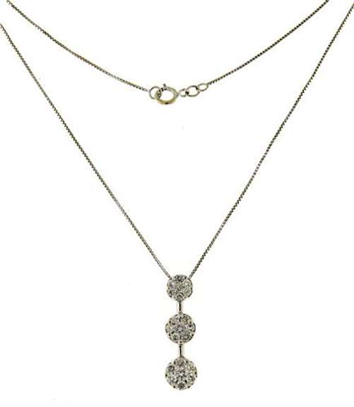 Fabulous Diamond Cluster Past Present Future Necklace