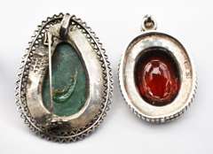 2 Fashionable Colored Stone .925 Silver Pendants