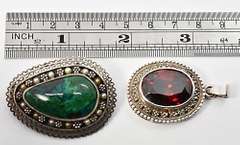 2 Fashionable Colored Stone .925 Silver Pendants