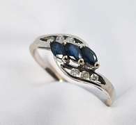 Graceful Sapphire and Diamond Ring in 14K WG