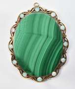 Enthralling Malachite and Opal Pendant in 14K