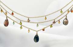 Enticing Multi-Colored  Stone Gold Filled Necklace
