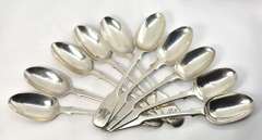 Antique Sterling Silver Victorian 10 Spoon Set