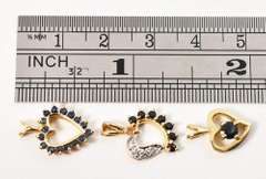 Lovely Trio of 14K Heart Pendants with Sapphires
