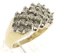 Glittering 14kt YG Cluster Diamond Ring
