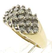 Glittering 14kt YG Cluster Diamond Ring