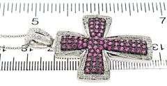 Glowing Pink Sapphire & Diamond Accent Cross Necklace