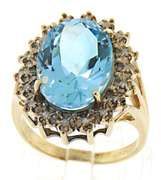 Fantastic Blue Topaz and Diamond Halo Ring