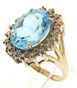 Fantastic Blue Topaz and Diamond Halo Ring