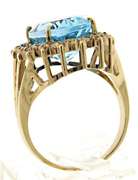 Fantastic Blue Topaz and Diamond Halo Ring