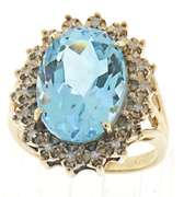 Fantastic Blue Topaz and Diamond Halo Ring