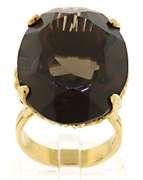 Glowing 14kt YG Large Oval Smokey Quartz Ring