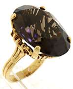 Glowing 14kt YG Large Oval Smokey Quartz Ring