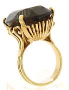 Glowing 14kt YG Large Oval Smokey Quartz Ring