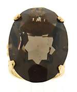 Glowing 14kt YG Large Oval Smokey Quartz Ring
