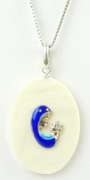 Bone & Sterling Enameled Madonna Necklace
