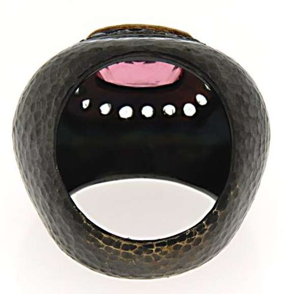 Sterling Silver Pink Topaz Hammered Ring