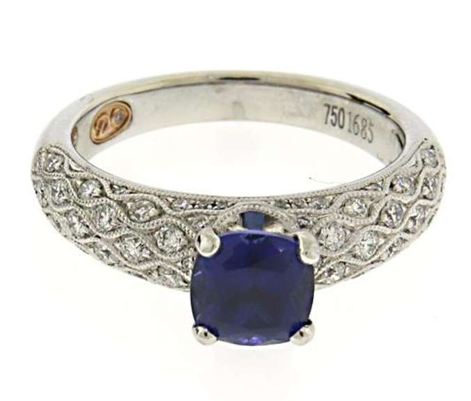 Masterpiece 18kt Cushion Sapphire & Diamond Ring
