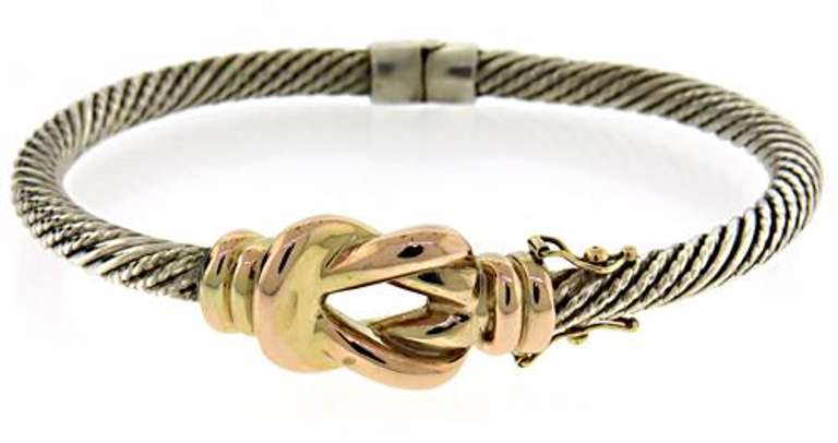 Very Nice Two Tone Knoted Cable Bracelet