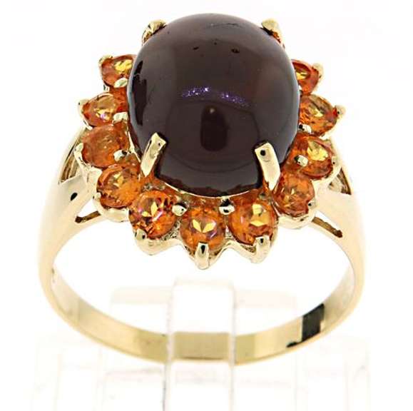 Fantastic Garnet and Citrine Cluster Ring