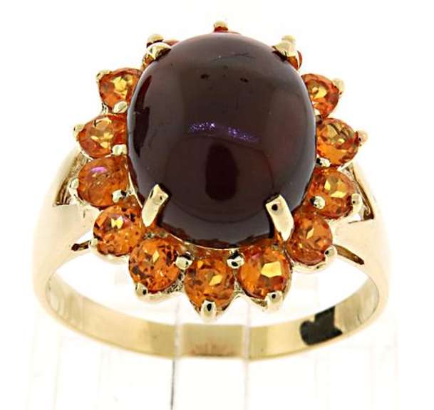 Fantastic Garnet and Citrine Cluster Ring