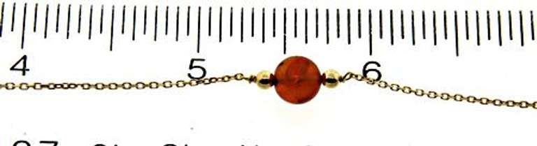 Simple 14kt YG Amber Bead Station Necklace