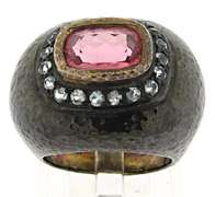 Sterling Silver Pink Topaz Hammered Ring