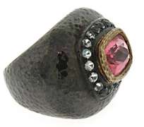 Sterling Silver Pink Topaz Hammered Ring