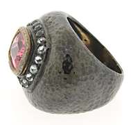 Sterling Silver Pink Topaz Hammered Ring