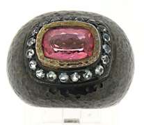 Sterling Silver Pink Topaz Hammered Ring