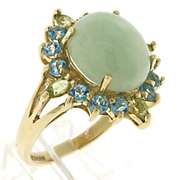 Beautiful Green Jade, Blue Topaz and Peridot Ring