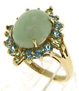 Beautiful Green Jade, Blue Topaz and Peridot Ring