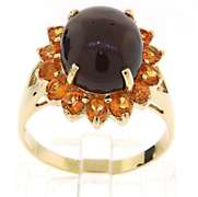 Fantastic Garnet and Citrine Cluster Ring