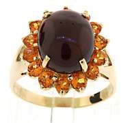 Fantastic Garnet and Citrine Cluster Ring