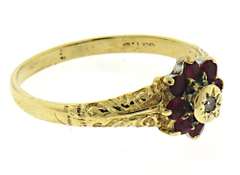 Vintage Ruby Halo and Diamond Yellow Gold Ring