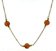 Simple 14kt YG Amber Bead Station Necklace